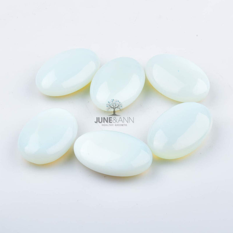 June&Ann Opalite Palm Stones, Healing Gemstone Therapy Worry Crystal Stones for Meditation Chakra Balancing Collection, Oval Shape - BeesActive Australia