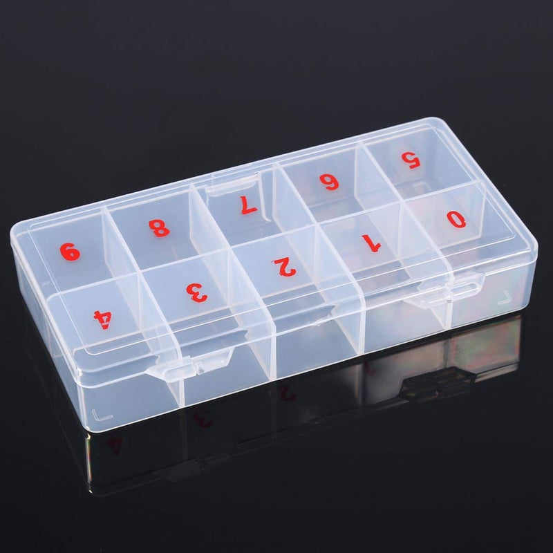 Nail Tips Box 10 Slots Transparent Plastic Empty Transparent False Nail Art Tips Storage Case Box Container Ideal to Store Nail Art Decorations Nail Gel - BeesActive Australia