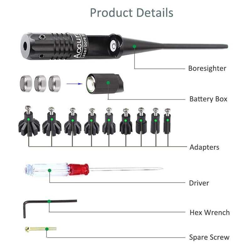 MOSANDON Red Dot Laser Bore Sight Kit for .20 to .54 Caliber Pistols Rifles Scopes, Multiple Caliber Adapters Laser Boresighter for Hunting - BeesActive Australia