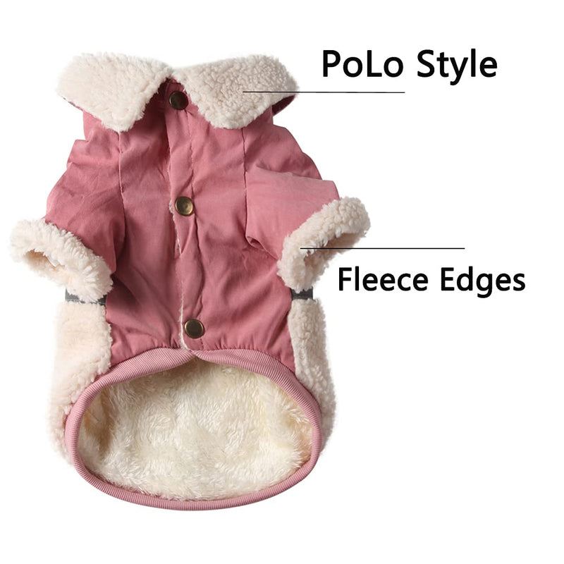 vecomfy V-Collar Dog Coats for Small Dogs Fleece Lining Warm Puppy Jacket for Cold Winter Pink - BeesActive Australia
