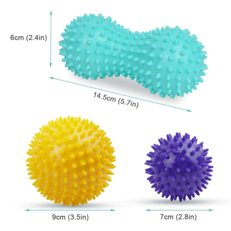 URAQT Spiky Massage Ball, 3 Pack Hard Spiky Massage Ball Roller Set, Professional Physical Therapy Massage Balls for Myofascial Release, Trigger Point Deep Tissue Massage, Plantar Fasciitis Recovery - BeesActive Australia