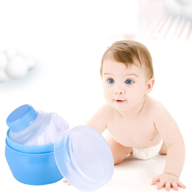 Toddmomy 2pcs Powder Puff Box Empty Body Powder Container with Soft Body Powder Puffs for Infant Home Travel Blue - BeesActive Australia