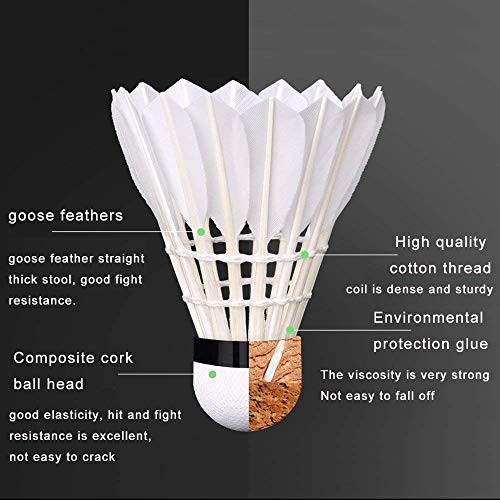 Portzon 12-Pack Goose Feather Badminton Shuttlecocks with Great Stability and Durability, High Speed Badminton Birdies Balls Upgrade - BeesActive Australia