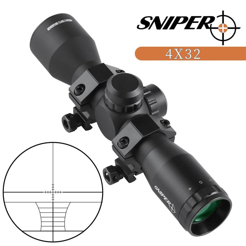 Sniper Compact Rifle Scope MT4x32 with Scope Rings, Hunting Scope, Crossbow Archer Scope Rangefinder - BeesActive Australia