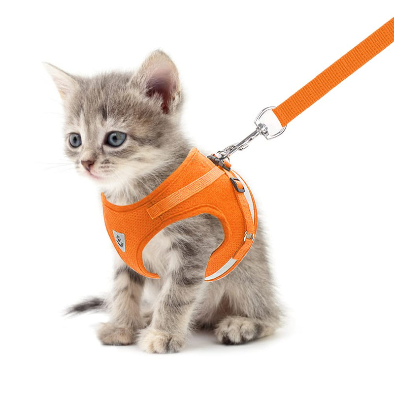 meioro No Pull Dog Harness,Reflective Adjustable Puppy Vest Harnesses with Leash Soft Padded Mesh,Lightweight Escape Proof Pet Harnesses for Small Medium Dog Cat Orange - BeesActive Australia