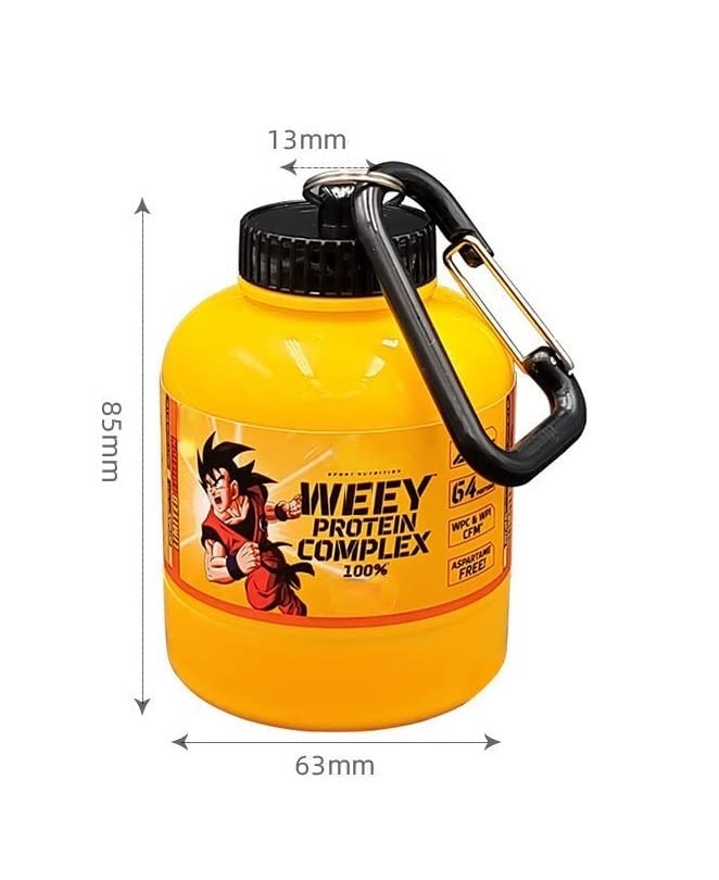 Omana Protein Powder Container Funnel, Portable Supplement Powder Storage with Keychain for Travel Gym Workout Fitness, 200 ml, 60g, Yellow - BeesActive Australia