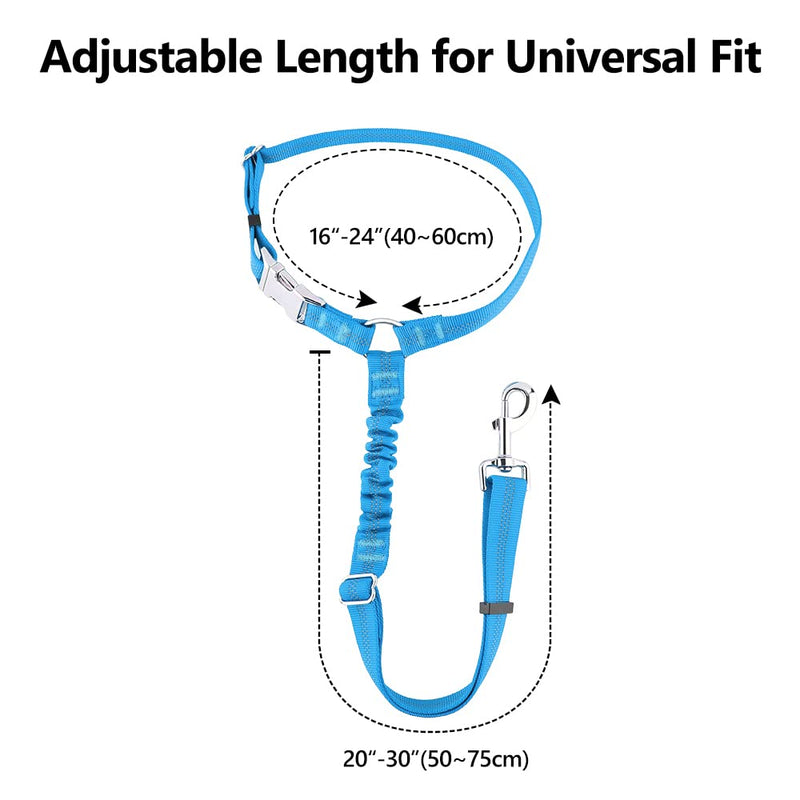Plutus Pet Dog Seat Belt for Car Headrest, Reflective and Adjustable Restraint with Elastic Bungee for Safety, Vehicle Seatbelt Harness for Small Medium Large Dogs and Cats Blue - BeesActive Australia