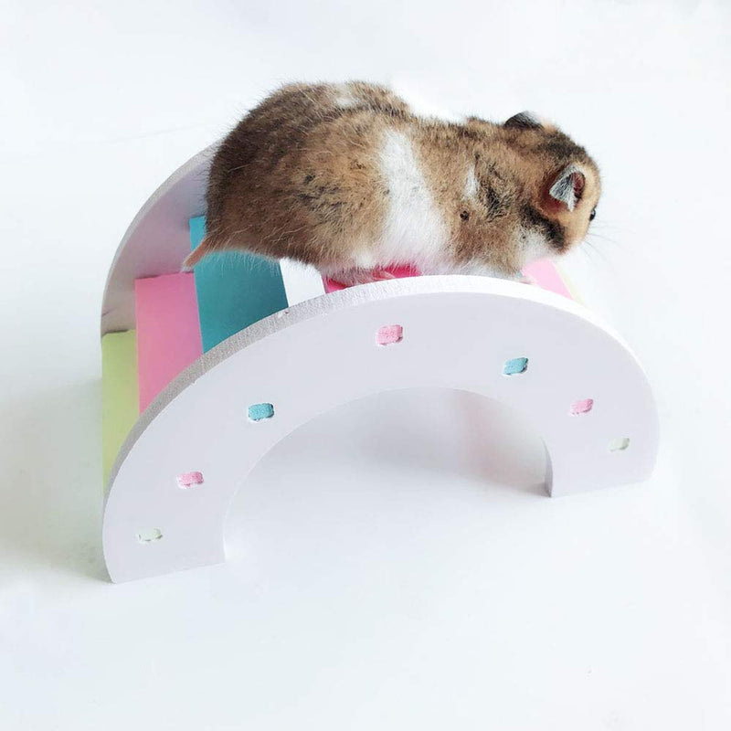 zswell Hamster Toys Wood Bridge Rainbow Climb Kit and Exercise Wheel Jogging Running Silent Spinner Hamster Flying Saucer Blue - BeesActive Australia