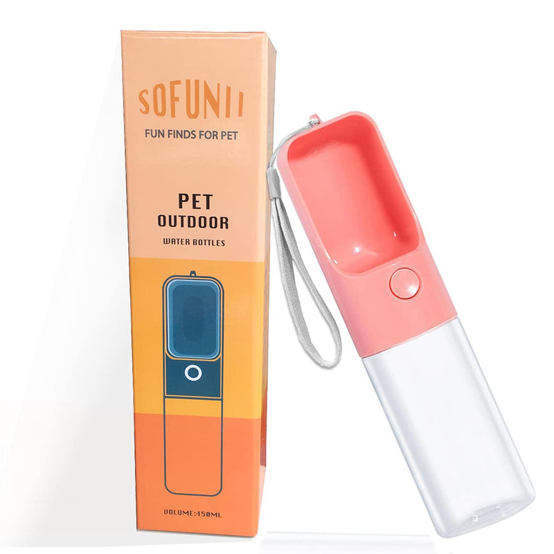 Sofunii Dog Water Bottle for Walking, Portable Pet Travel Water Drink Cup Mug Dish Bowl Dispenser, Made of Food-Grade Material Leak Proof & BPA Free - 15oz Capacity Pink - BeesActive Australia