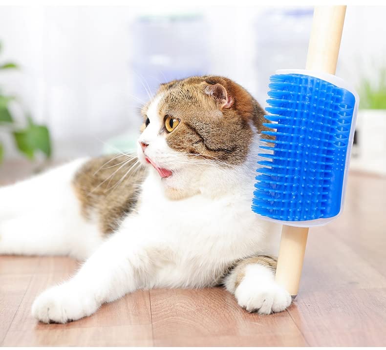 Magnoloran 6 Pack Cat Self Groomer with Catnip Pouch Wall Corner Groomers Cat Face Scratcher Pet Grooming Brush Massage Combs for Short Long Haired Cats Fur Pets Dog Kitten Puppy 2 Grey+1 Black+1 Dark Blue+1 Light Blue+1 Pink - BeesActive Australia