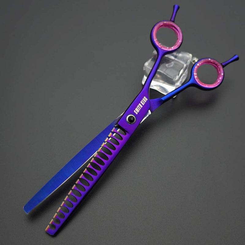 7.0 inches Professional Dog Grooming Scissors Set Straight & thinning & Curved & chunkers & comb 5pcs in 1 Set for left-handed & right handed Right-handed Purple - BeesActive Australia