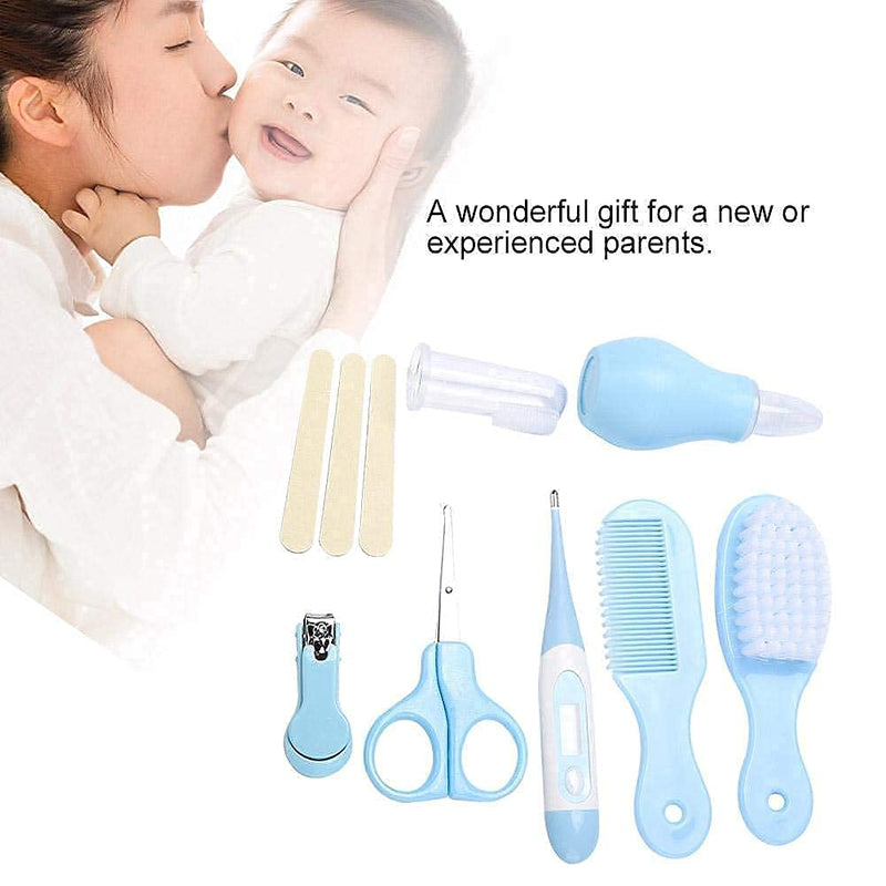 Fdit 8 in 1 Baby Grooming Kit Infant Manicure Care Set Baby Manicure Set Including Nail Clipper Safety Scissors Hair Brush Nail File(Blue) Blue - BeesActive Australia