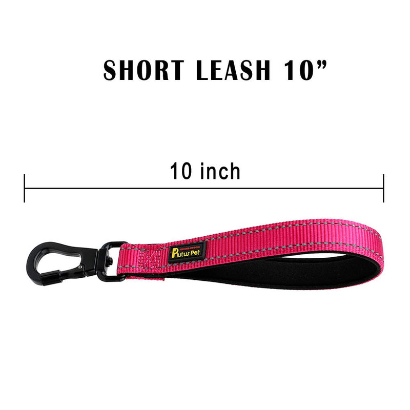 PLUTUS PET Short Dog Leash, Reflective Nylon Padded Handle, Strong Traffic Pet Lead with Carabiner Clip, Perfect for Large or Medium Dogs 10 Inch (Pack of 1) Pink - BeesActive Australia