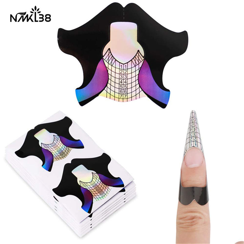 NMKL38 100pcs Goldfish-shaped Nail Forms Acrylic Nail/UV GEL Nail Extention Tips Form Guide Sticker T1 - BeesActive Australia