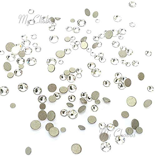 Crystal (001) Clear Tiny Small Sizes Mixed with Swarovski 2058 Xilion Rose flatbacks Sizes ss3, ss5, ss6, ss7, ss9, ss10 No-Hotfix Rhinestones Nail Art 144 pcs (1 Gross) - BeesActive Australia
