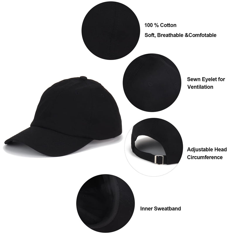Umeepar 3PCS Plain Baseball Cap for Men Women Adjustable Low Profile Unstructured Cotton Dad Hat Black, White, Red - BeesActive Australia