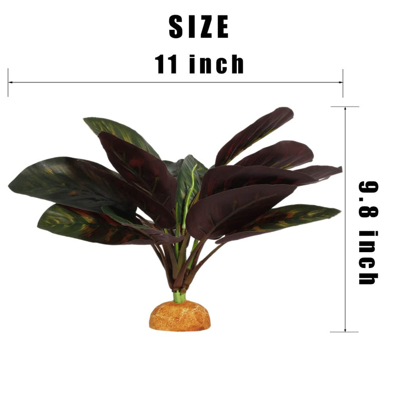 WOLEDOE Reptile Terrarium Decor Plants, Bearded Dragon Tank Accessories fit Crested Gecko Leopard Lizard Chameleon Ball Python Snake Frog - Purple Fake Prayer Peacock Plants - BeesActive Australia