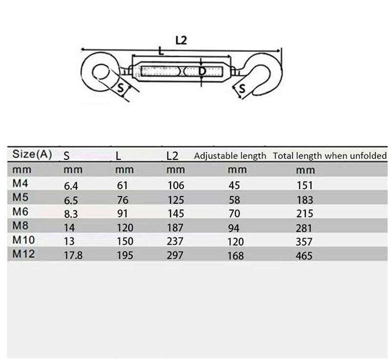 M6 15/64"Turnbuckle,Alele Stainless Steel Hardware Kit for Wire Rope Tension Heavy Duty UV Resistant for Sun Shade sail Installation Waterproof Anti Rust 8pcs (M6 Turnbuckle) M6 Turnbuckle - BeesActive Australia