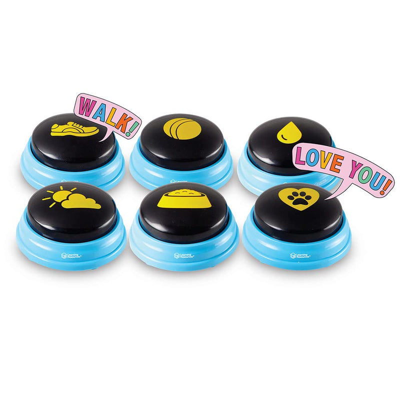 Hunger For Words Talking Pet Essential Words - 6 Piece Set Pre-Recorded Speech Buttons for Dogs, Dog Buttons for Communication - BeesActive Australia