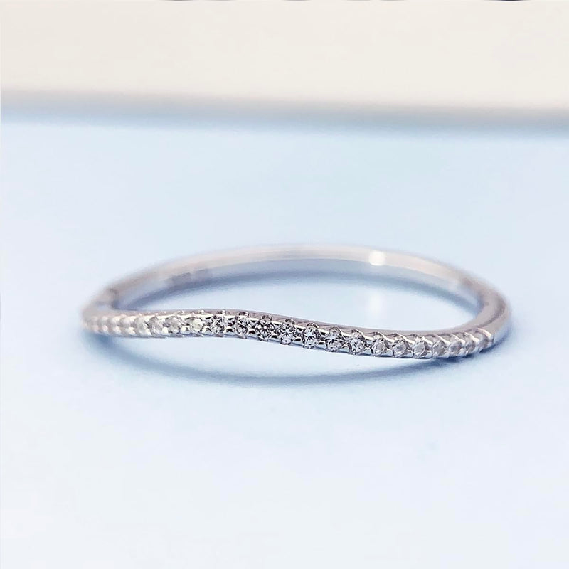 CGSRING 1.5mm Moissanite Wedding Bands for Women, Moissanite Rings for Women, V Shaped Wedding Band Silver 9.5 - BeesActive Australia