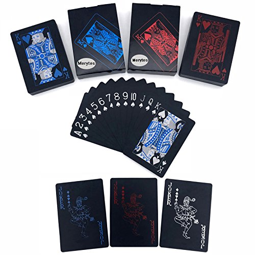 Merytes 2 Deck of Waterproof Poker Cards and Playing Cards with Flexible Plastic PVC and Classic Trick Cards Red Blue - BeesActive Australia