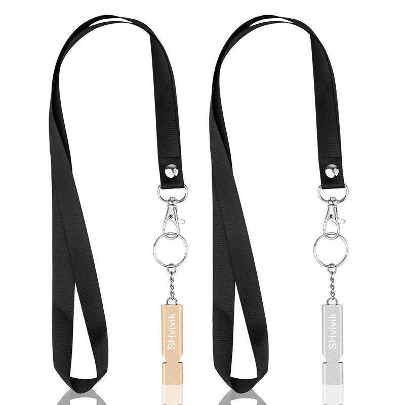 SHvivik Emergency Whistle, 2PCS Premium Safety Survival Whistles with Lanyard Keychain, High Pitch Double Tubes for Outdoor Hiking Camping Hunting Fishing Boating - BeesActive Australia
