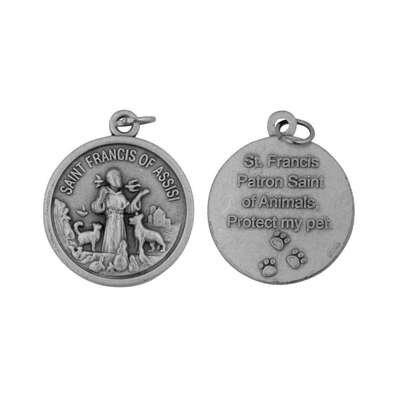 Venerare St. Francis Pet Medal | Large Round Pet Collar Charm | A Great Gift for Pet Lovers | Comes with Different Colored Card | Christian Pet Goods (Green Card) Green Card - BeesActive Australia