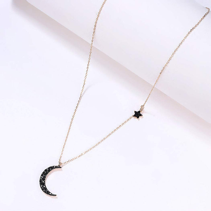 Jovono Gold Crescent Moon Pendant Necklaces Dainty Star Necklace Chain Jewelry for Women and Girls - BeesActive Australia