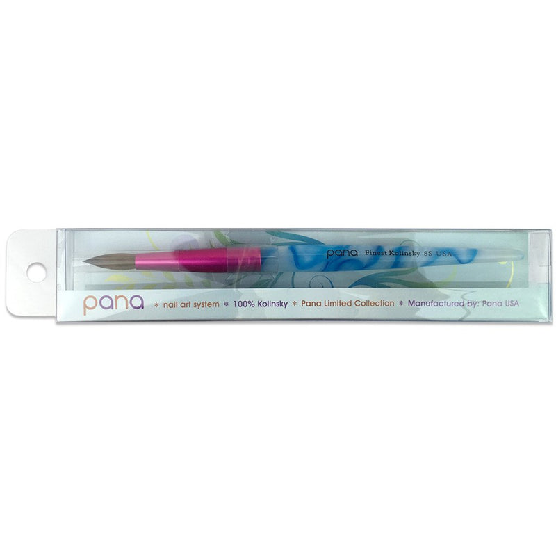 PANA USA Acrylic Nail Brush Pure Kolinsky Hair Acrylic White Swirl Blue Handle with Pink Ferrule Round Shaped - Size 8 - BeesActive Australia