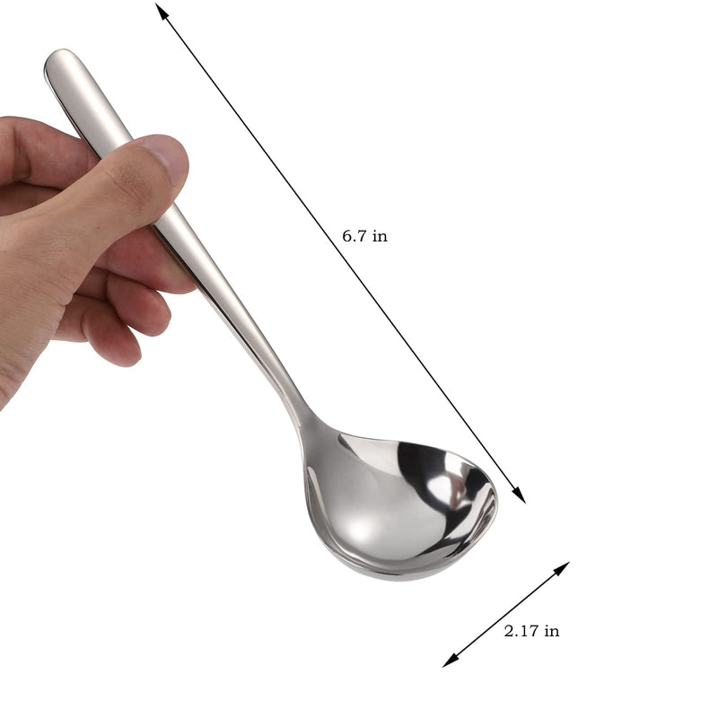 Soup Spoons Stainless Steel Ramen Spoon Set of 4 Heavy Duty Big Spoon Mirror Polished Asian Soup Spoons (Short Handle) Short Handle - BeesActive Australia
