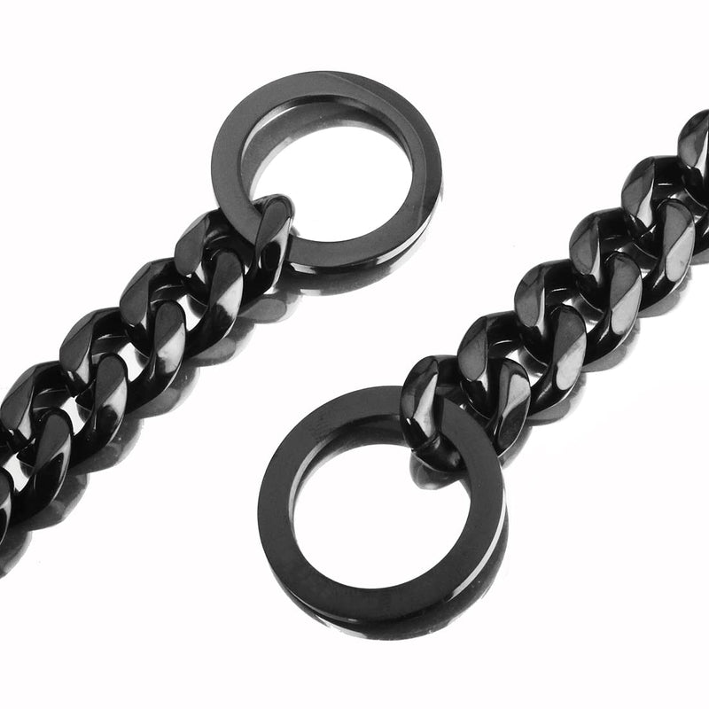 Aiyidi Black Dog Chain Collars Strong Stainless Steel Metal Slip Collar 11mm/15mm/19mm Wide Chew Proof Training Walking Collar for Large, Medium Small Dogs Chain Width: 15MM 16inches(for dog's neck 12.1''-14'') - BeesActive Australia