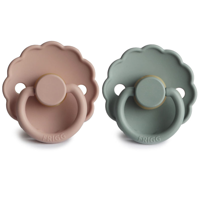 FRIGG Daisy Natural Rubber Baby Pacifier | Made in Denmark | BPA-Free (Blush/Sage, 0-6 Months) 2-Pack 0-6 Month Blush/Sage - BeesActive Australia