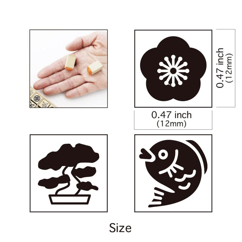 WAKUWAKU 54 Pieces Wood Rubber Stamps Traditional Japanese Design Set for DIY Crafting, Scrapbook, Painting, Letters Diary, Card Making, Gift Made in Japan Tokyo - BeesActive Australia