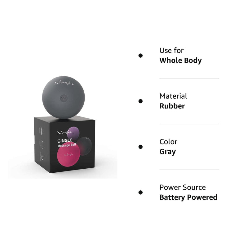 Maxgia 3" Single Massage Ball, 5 Speeds Lacrosse Massage Ball Roller for Trigger Point Therapy, Deep Tissue Massager for Back, Neck, Foot, Myofascial Release, Pain Relief, Muscle Recovery (Gray) Grey - BeesActive Australia