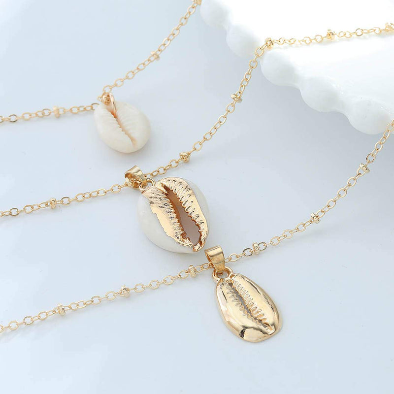 Yalice Boho Shell Necklace Chain Gold Layered Necklaces Jewelry for Women and Girls - BeesActive Australia