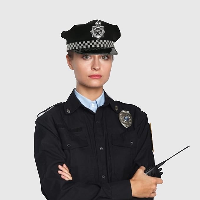 [APOSITV] Police Hat, Women's Police Hat, Cheek Pattern, Black, Police Officer, Women's Police Officer, Cosplay - BeesActive Australia