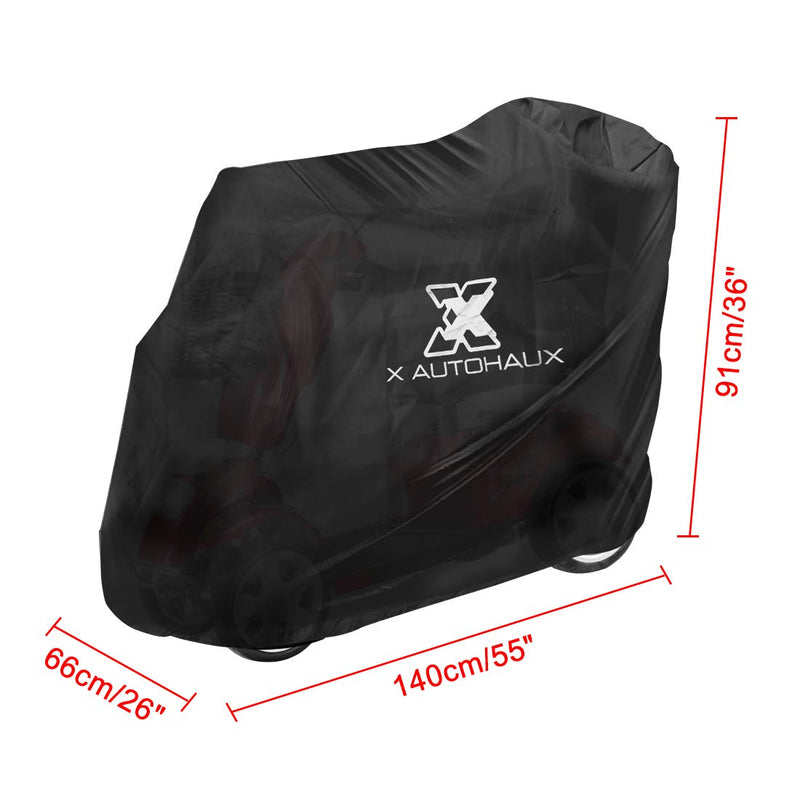 X AUTOHAUX Motorbike Mobility Scooter Cover 190T Polyester Storage Cover Black 55x26x36 inch - BeesActive Australia
