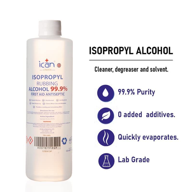 ican london isopropyl rubbing alcohol 99.9% first aid antiseptic disinfectant 500ml - BeesActive Australia