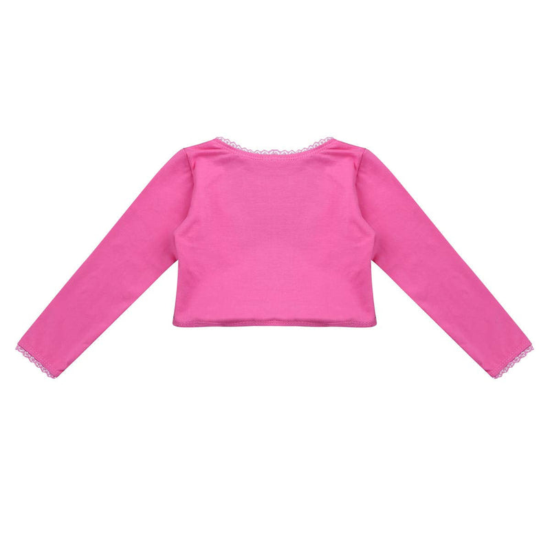 inlzdz Kids Girls Long Sleeve Front Knot Cotton Wrap Top Ballet Dance Gymnastic Sports Cardigan Rose Red 10-12 - BeesActive Australia