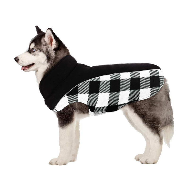 Kuoser Reversible Dog Cold Weather Coat, Reflective Waterproof Winter Pet Jacket, British Style Plaid Dog Coat Warm Cotton Lined Vest Windproof Outdoor Apparel for Small Medium and Large Dogs Black Medium (Pack of 1) - BeesActive Australia