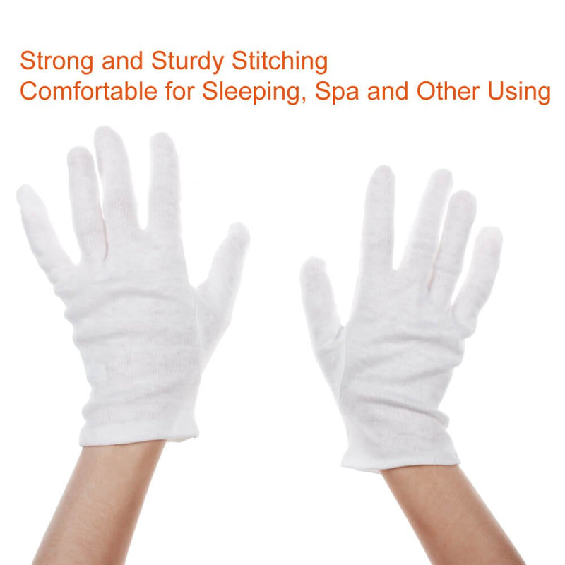 Paxcoo 6 Pairs XL White Cotton Gloves for Dry Hand Moisturizing Cosmetic Eczema Hand Spa and Coin Jewelry Inspection - BeesActive Australia