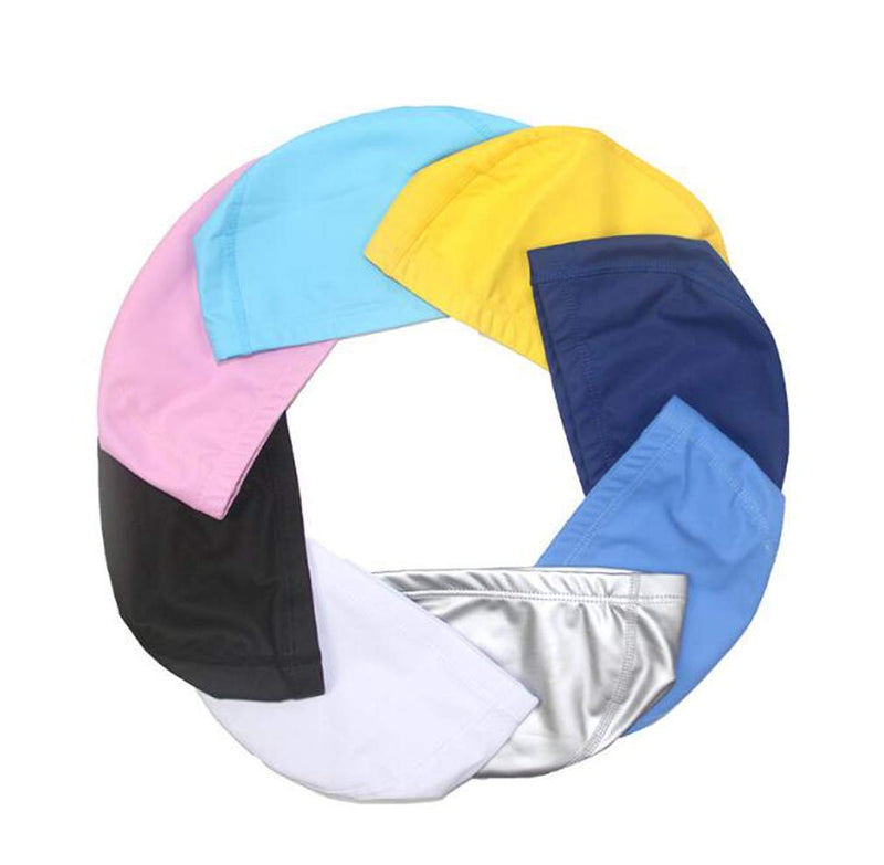 Flyusa FZBNSRKO Candy Color Waterproof High Elastic Lycra Swim Caps with PU Coat PU Swimming Cap for Men and Women Long Hair White - BeesActive Australia
