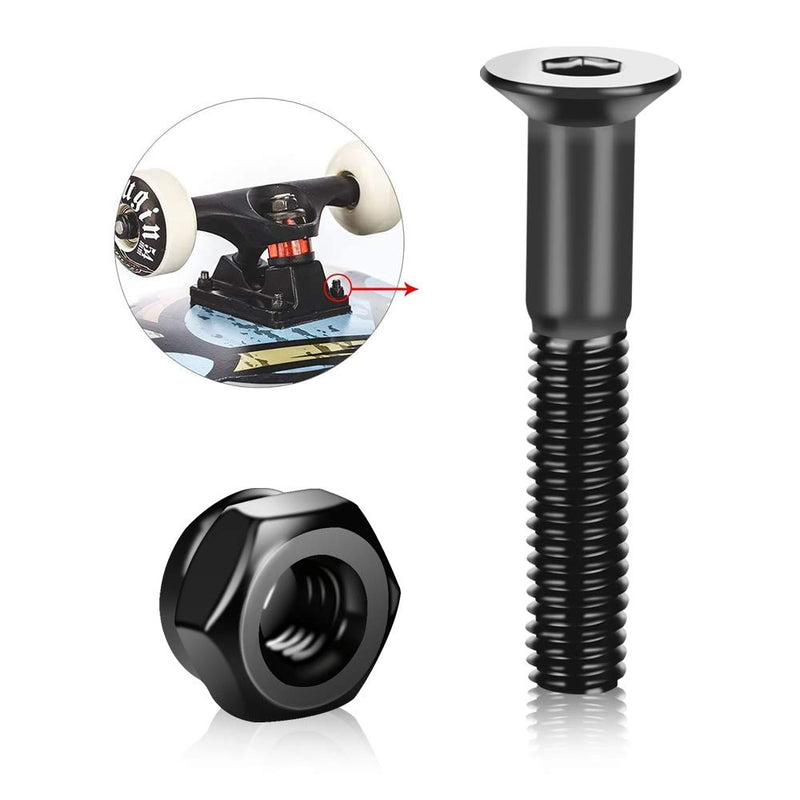 BESIY Skateboard Hardware 8PCS Bolts Set and All-in-One Skate Tools Portable Skateboard T Accessory with Tool L-Type Phillips Head Wrench Screwdriver - BeesActive Australia