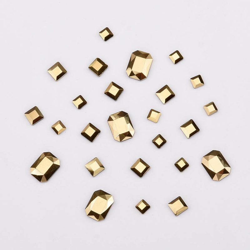 300pcs Gold Crystal Multi Shape Rhinestones For Nail Art Craft Mix 31 Style FlatBack 3d Stone Gems Set - BeesActive Australia