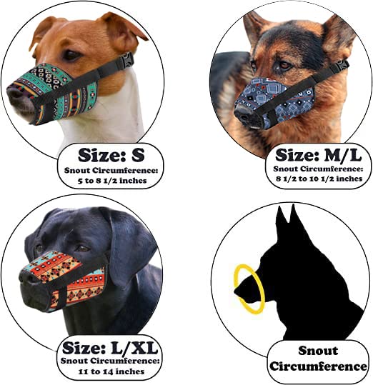 Murom Pattern Dog Muzzle for Small Medium Large Dogs Puppy Print Adjustable Breathable Tribal Pet Muzzles Anti Barking Biting Mouth Cover Southwest M/L - BeesActive Australia
