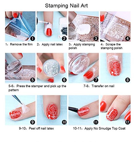 Nail Art Stamping Plate Kit Flower Geometric Image Stamping Template Stamper Scraper Rhinestones Decorations Mandala Dotting Pen Nai Striping Tape Manicure DIY Style B - BeesActive Australia