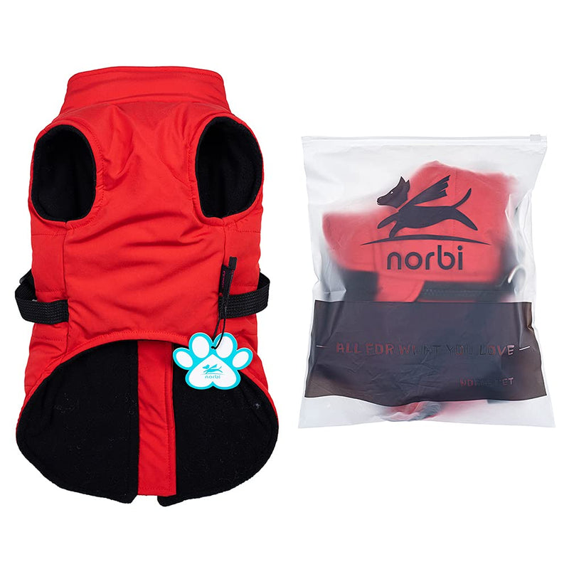 Norbi Pet Warm Jacket Small Dog Vest Harness Puppy Winter 2 in 1 Outfit Cold Weather Coat S Red - BeesActive Australia