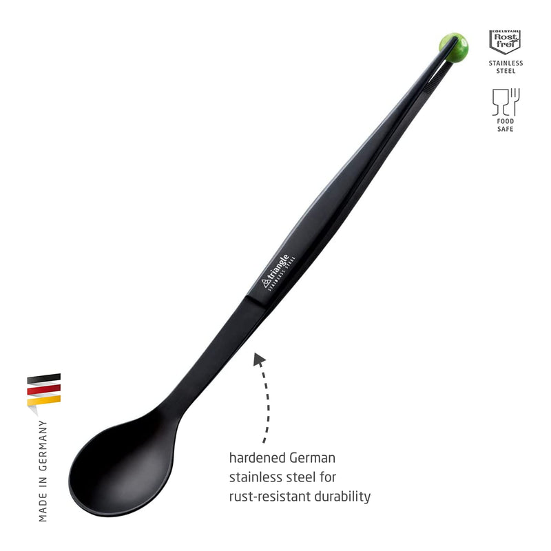 triangle FinalTouch Tasting Spoon, Black - 14 cm - Stainless Steel Spoon & Tweezers - Dishwasher Safe - Made in Germany - BeesActive Australia