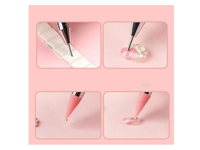 Aoshang Nail Rhinestone Picker Dotting Pen，Dual-ended Rhinestone Gems Crystals Studs Picker Wax Pen for Nail Art DIY Decoration （Pink） - BeesActive Australia