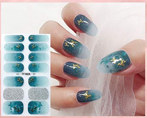 NAIL ANGEL 7pcs Nails Strips Nail Art Wrap Nail Art Full Cover Sticker Butterfly Spring Summer Crystal Designs for Women (10248) 10248 - BeesActive Australia